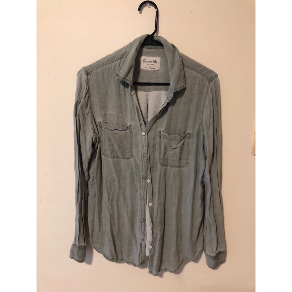 Light green button up